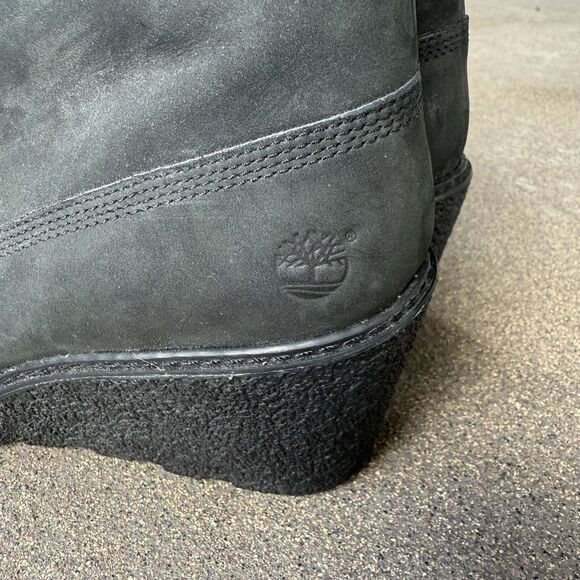 Timberland Boots Women's Amston Size 10 Wedge Heel Black Nubuck Lace Up Bootie - Picture 5 of 8